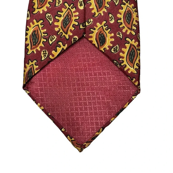 Christian Dior Men's Burgundy Geometric Print Neck Tie - Picture 5 of 5
